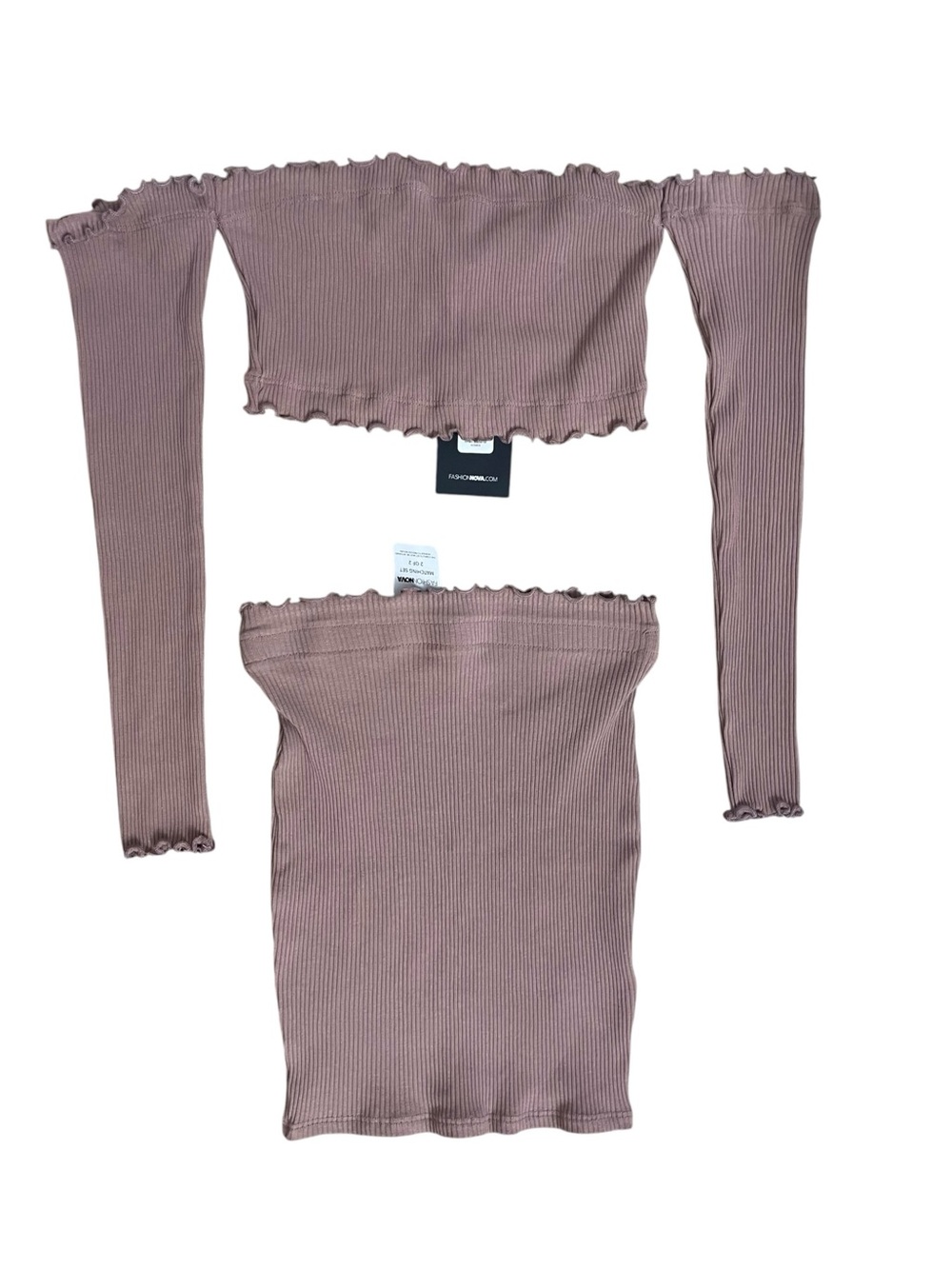 Fashion Nova Mauve Ribbed Top Mini Skirt Matching 2 Piece Set NWT Size S